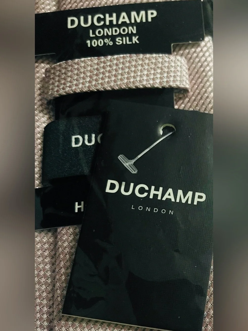DUCHAMP TEXTURED 100% SILK TIE MEN PINK COLOR HAND MADE